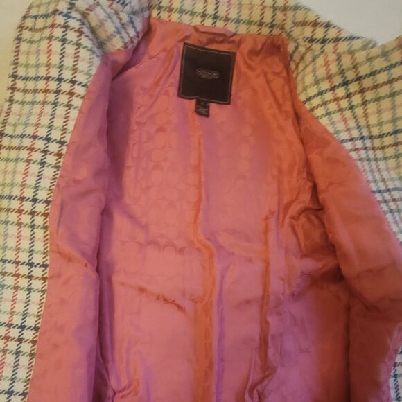 Coach Plaid Tweed Wool Coat Jacket Multicolored Women's size Large (L) - Picture 15 of 16